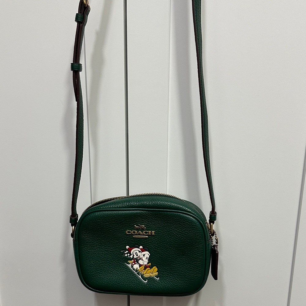 Coach Dark Green Crossbody Bag with Mickey Mouse